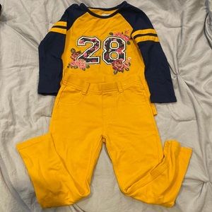 Garanimals EUC Mustard & Navy Blue Set Toddler Girl Size 3T